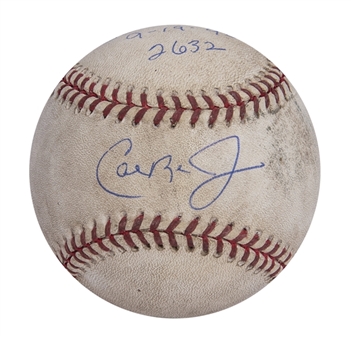 Cal Ripken, Jr. Consecutive Game (All-Time Record) #2632 Signed Game Used OAL Budig Baseball From 9/19/1998 (Ripken LOA)